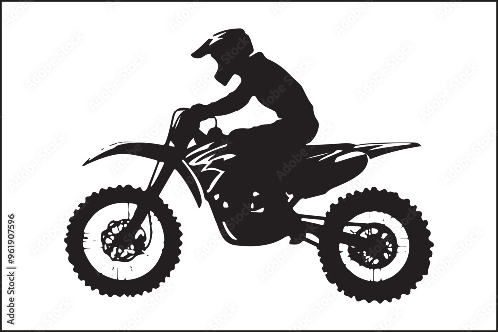 Motocross Jump: Silhouette of a Rider in Action Motocross Jump: Silhouette of a Rider in Action