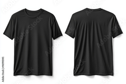 Black Tshirt Mockup Front and Back Isolated created with Generative AI