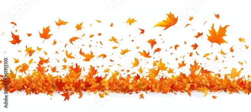 An isolated frame of colorful autumn leaves on a transparent background