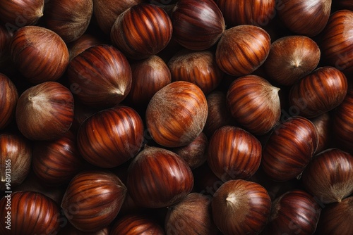 Overhead view of chestnut pile for food background