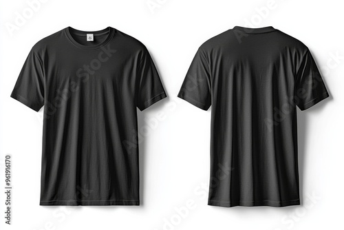 Black Tshirt Mockup Front and Back Isolated created with Generative AI