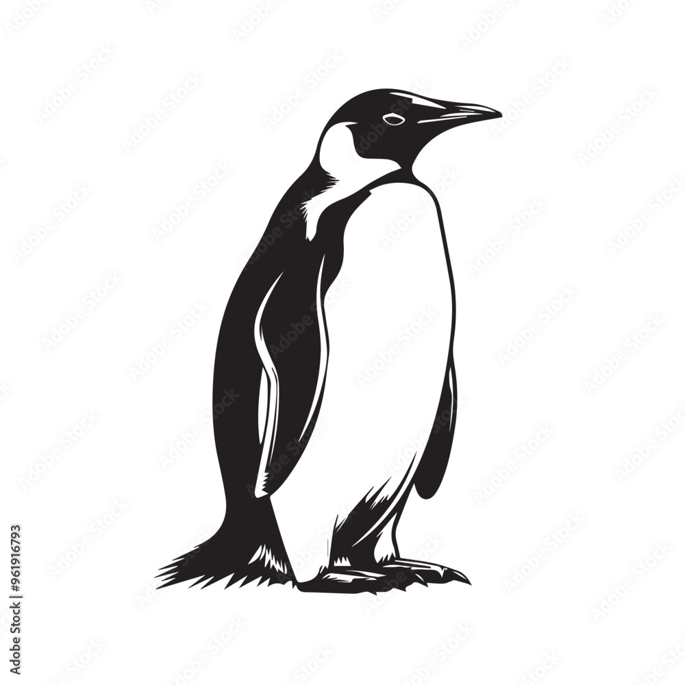 Naklejka premium Penguin in cartoon, doodle style . Image for t-shirt, web, mobile apps and ui. Isolated 2d vector illustration in logo, icon, sketch style, Eps 10, black and white. AI Generative