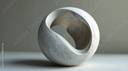 A 3D render of an abstract sphere. The design should emphasize smooth curves and geometric shapes. photo