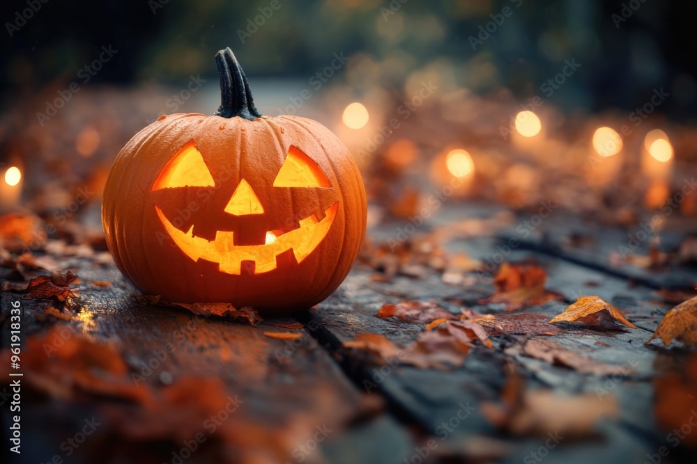 A pumpkin with a smiley face on it is sitting on a wooden table A pumpkin with a smiley face on it is sitting on a wooden table