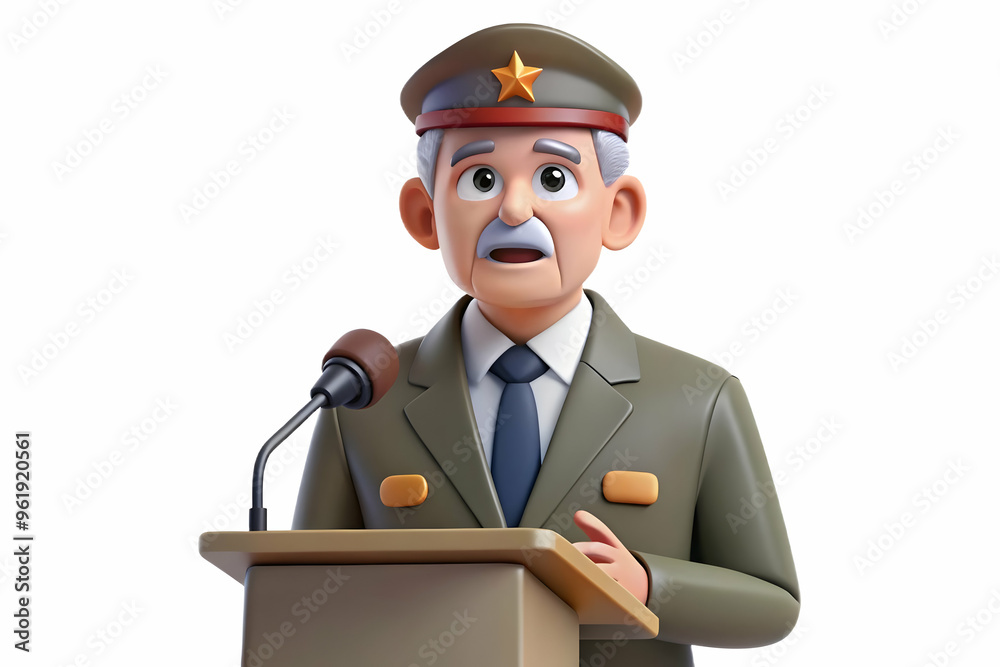 Flat Vector Illustration of Veteran Delivering a Powerful Speech on Veterans Day: Candid Close-Up of Veteran and Microphone Flat Vector Illustration of Veteran Delivering a Powerful Speech on Veterans Day: Candid Close-Up of Veteran and Microphone