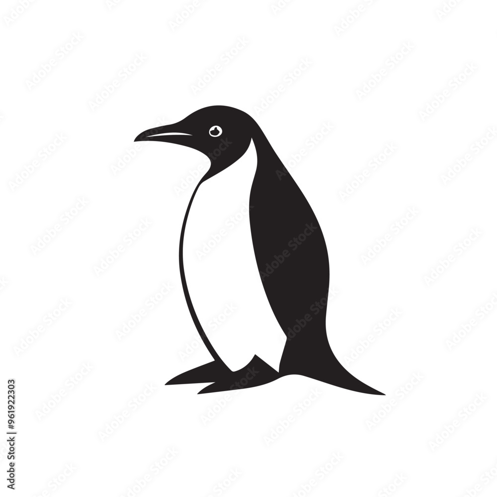 Fototapeta premium Penguin in cartoon, doodle style . Image for t-shirt, web, mobile apps and ui. Isolated 2d vector illustration in logo, icon, sketch style, Eps 10, black and white. AI Generative