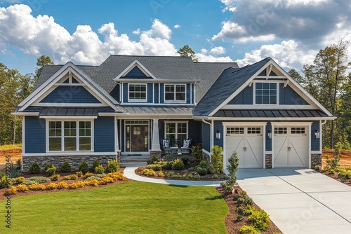 Blue House with White Trim photo