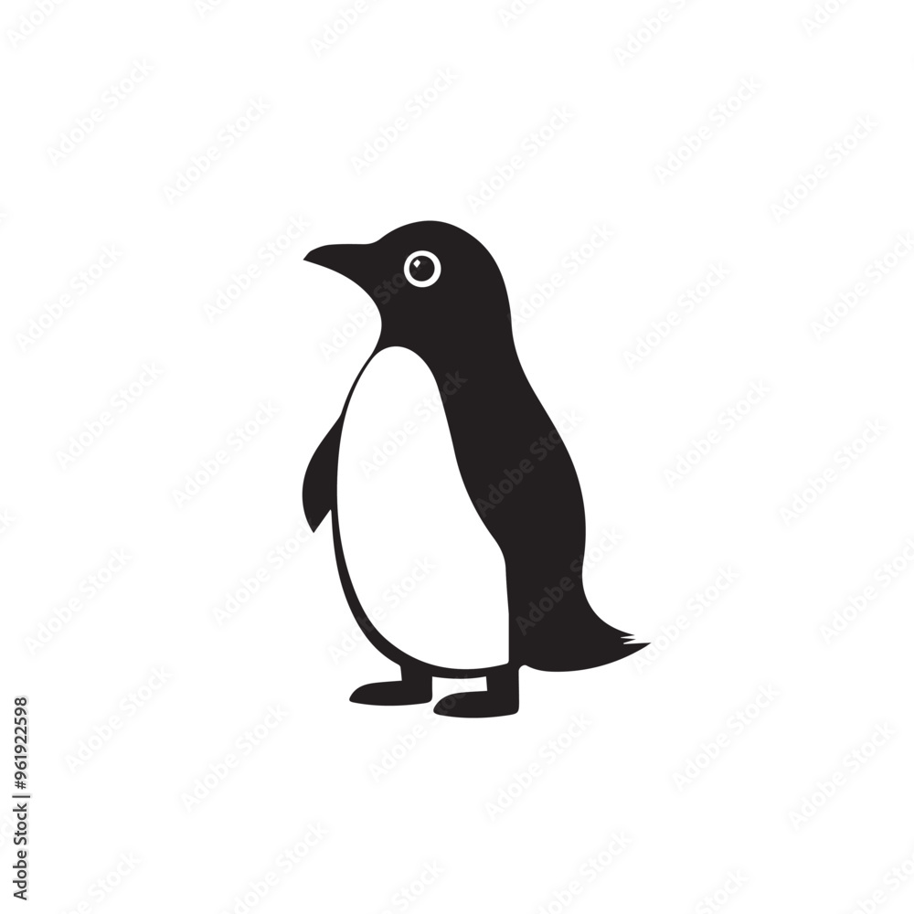 Naklejka premium Penguin in cartoon, doodle style . Image for t-shirt, web, mobile apps and ui. Isolated 2d vector illustration in logo, icon, sketch style, Eps 10, black and white. AI Generative