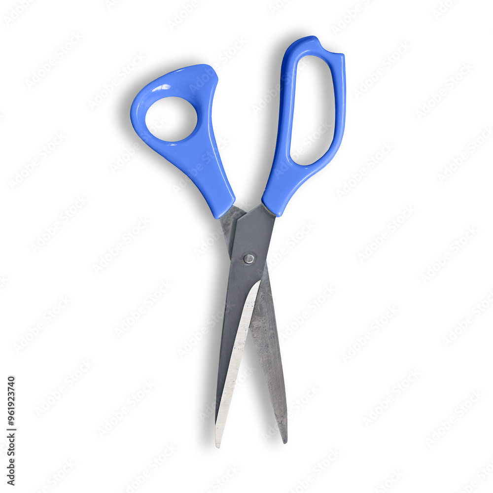 Blue scissors with shadow on transparent background Blue scissors with shadow on transparent background
