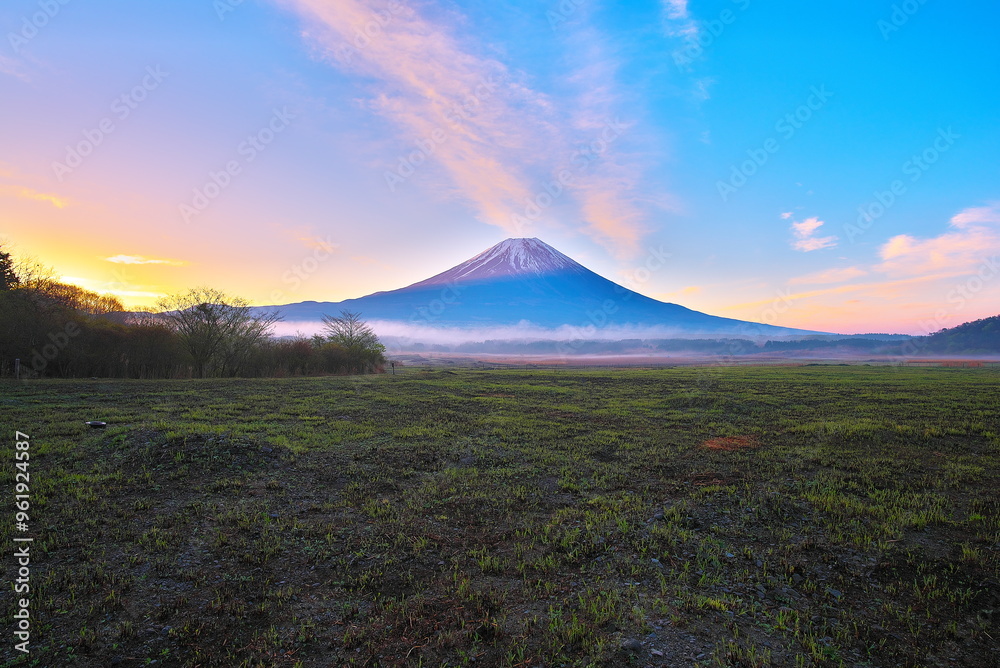 Fototapeta premium 朝霧高原付近から富士山を臨む