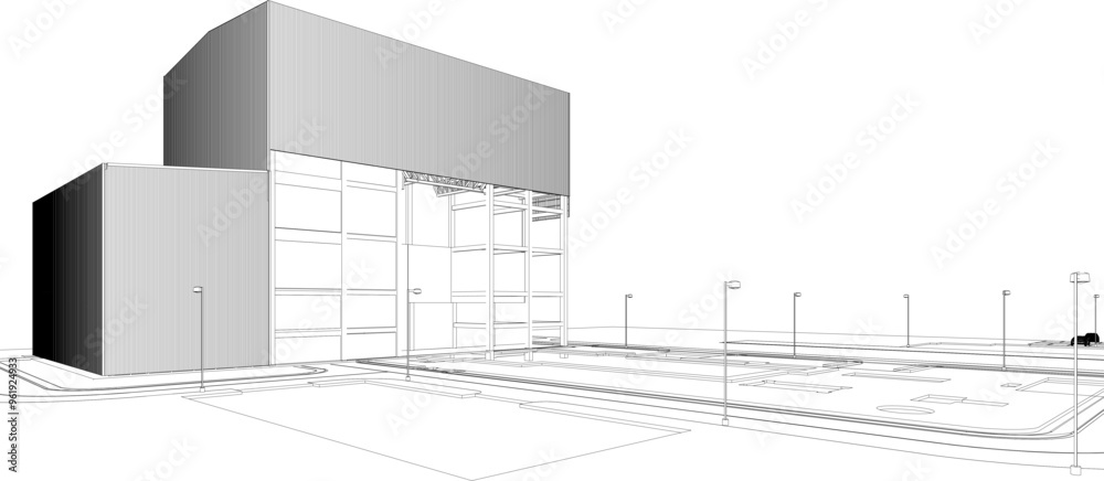 3D illustration of industrial project 3D illustration of industrial project