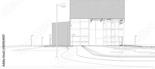 3D illustration of industrial project
