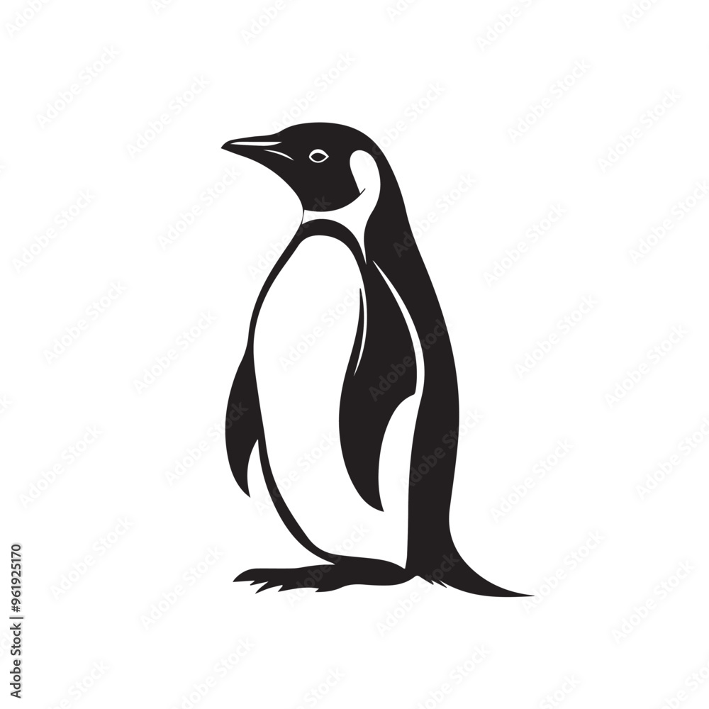 Naklejka premium Penguin in cartoon, doodle style . Image for t-shirt, web, mobile apps and ui. Isolated 2d vector illustration in logo, icon, sketch style, Eps 10, black and white. AI Generative