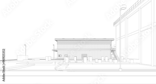 3D illustration of industrial project