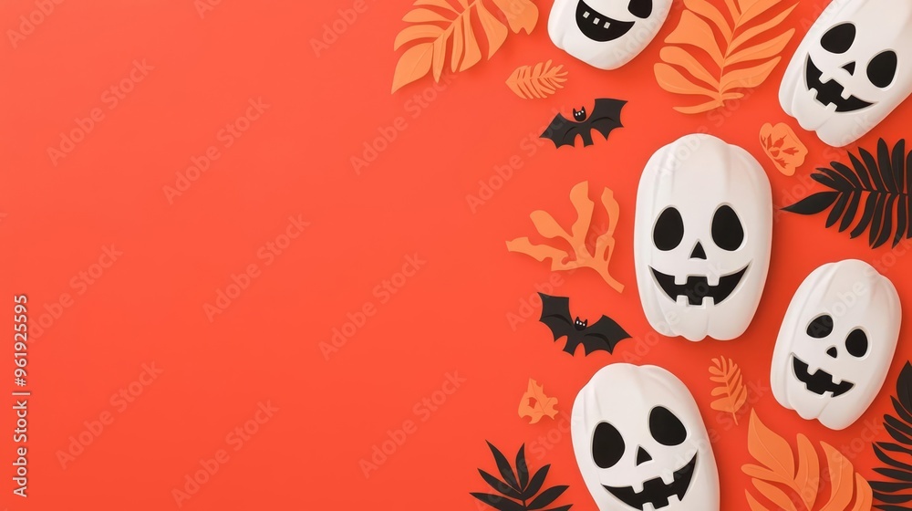Halloween mural with mental health awareness motifs, flat design illustration Halloween mural with mental health awareness motifs, flat design illustration