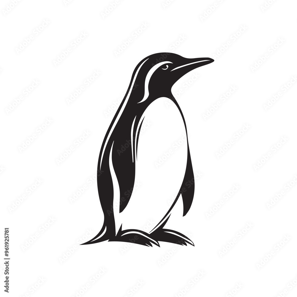 Obraz premium Penguin in cartoon, doodle style . Image for t-shirt, web, mobile apps and ui. Isolated 2d vector illustration in logo, icon, sketch style, Eps 10, black and white. AI Generative