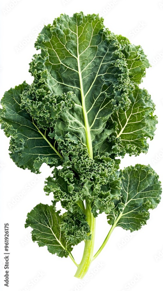 Floating silhouette of leafy greens such as kale, with their textured leaves set against a white background Floating silhouette of leafy greens such as kale, with their textured leaves set against a white background