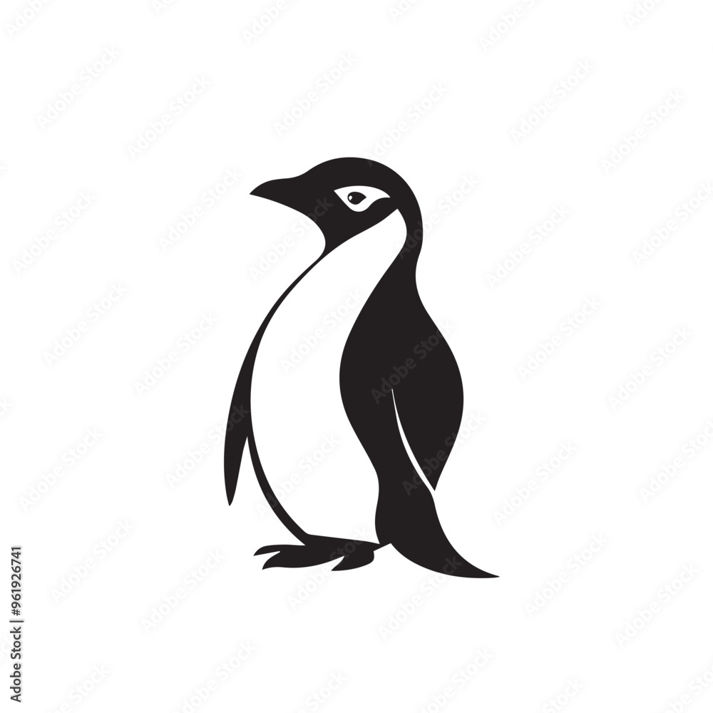 Naklejka premium Penguin in cartoon, doodle style . Image for t-shirt, web, mobile apps and ui. Isolated 2d vector illustration in logo, icon, sketch style, Eps 10, black and white. AI Generative