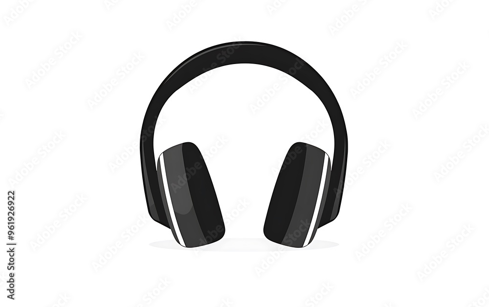 Minimalistic Black Headphones Vector Graphic on White Background Minimalistic Black Headphones Vector Graphic on White Background