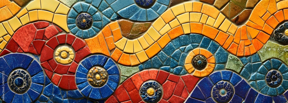 Obraz premium 83. Mosaic tiles with vibrant, textured designs
