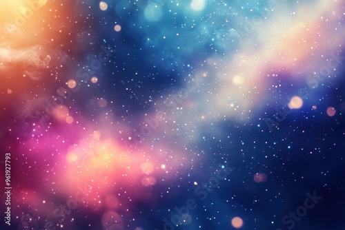 Abstract Cosmic Background with Bright Stars and Bokeh Lights
