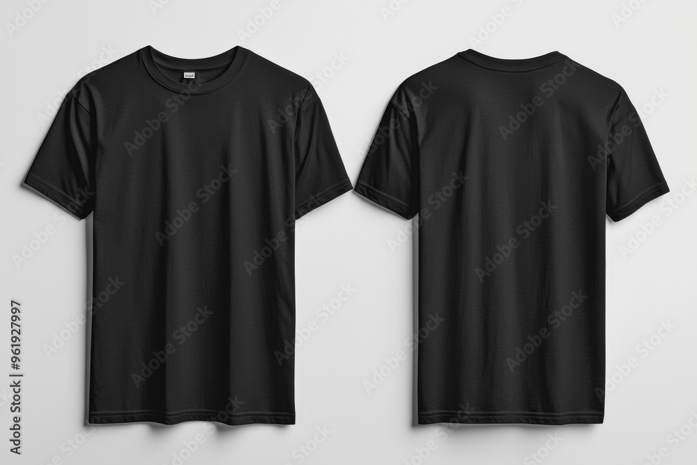 Naklejka premium Black Tshirt Mockup Front and Back Isolated created with Generative AI