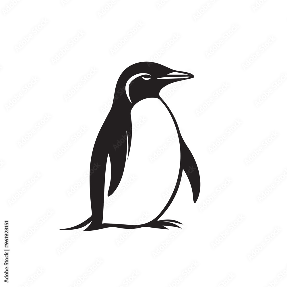 Fototapeta premium Penguin in cartoon, doodle style . Image for t-shirt, web, mobile apps and ui. Isolated 2d vector illustration in logo, icon, sketch style, Eps 10, black and white. AI Generative
