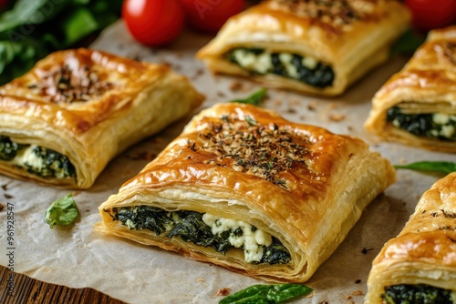 Spinach and Gorgonzola filled puff pastry Tasty veggie starter