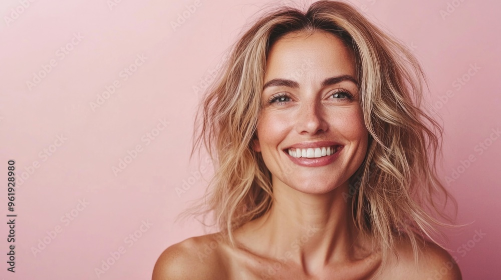 A woman with blonde hair and a smile on her face A woman with blonde hair and a smile on her face