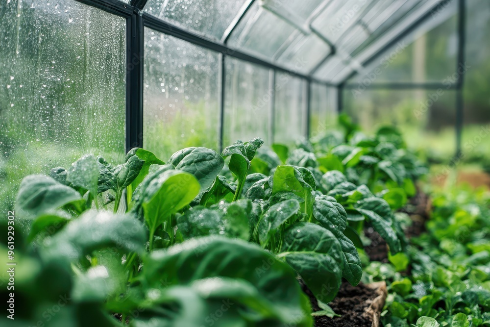 Spinach cultivated in a greenhouse Spinach cultivated in a greenhouse