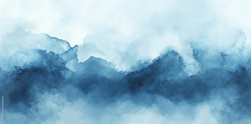 Abstract Watercolor Painting with Blue and White Hues Abstract Watercolor Painting with Blue and White Hues