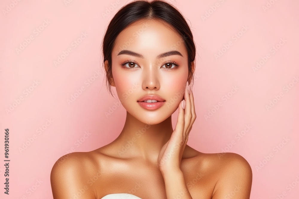 Beautiful young Asian woman with a clean fresh complexion. Photo of Asian women, Face care, Facial treatment, Cosmetology, beauty, and spa. Beautiful young Asian woman with a clean fresh complexion. Photo of Asian women, Face care, Facial treatment, Cosmetology, beauty, and spa.
