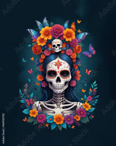 Illustration for All Dead Day with Sugarloaf on dark background