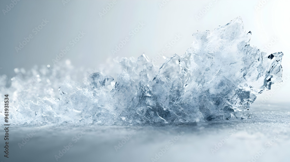 Fototapeta premium 3D Floating Frost Crystal with Abstract Chill Effect and Copy Space for Winter Timelapse - Intricate Patterns Captured in Mid Air