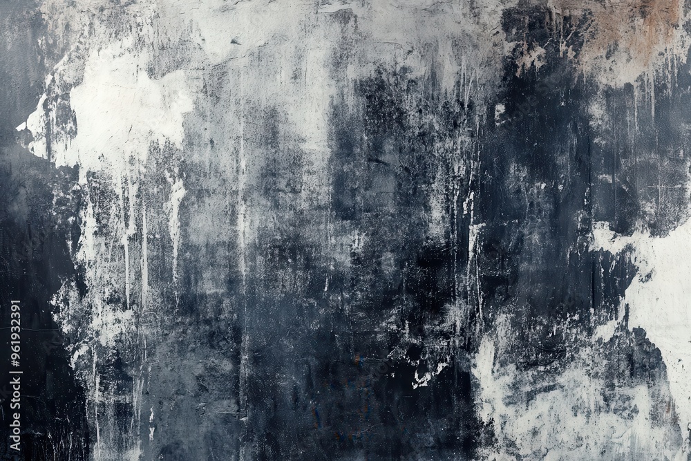 Fototapeta premium Weathered White and Blue Painted Concrete Wall