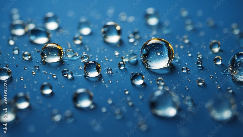 Water Drops or Oil Bubbles on Blue Background Water Drops or Oil Bubbles on Blue Background