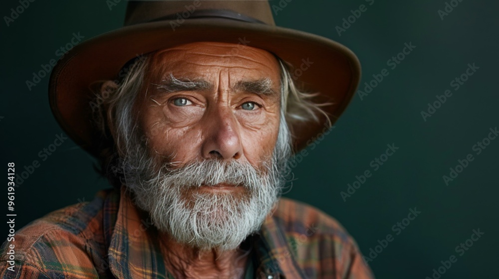 Close Up Portrait of a Senior Man with a Beard and Hat Close Up Portrait of a Senior Man with a Beard and Hat
