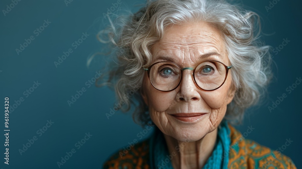 Portrait of a Smiling Senior Woman with Gray Hair and Glasses Portrait of a Smiling Senior Woman with Gray Hair and Glasses