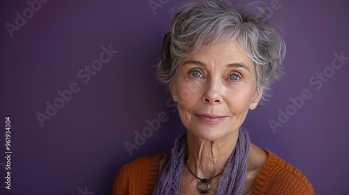 Portrait of a Smiling Senior Woman with Gray Hair