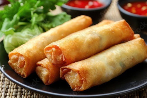 Spring rolls fried in oil photo