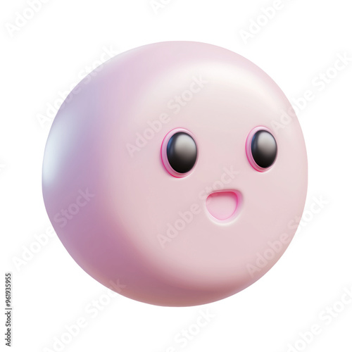 3D Pink Smiley Face Emoji - Isolated on White Transparent Background, PNG 