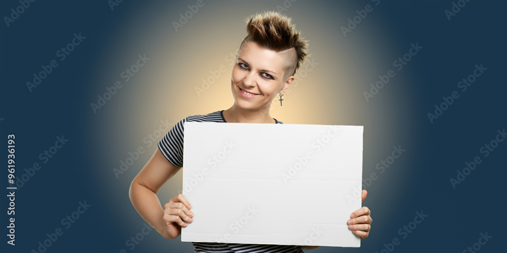 person holding a blank sign, message advertisement promotion board banner with copy space person holding a blank sign, message advertisement promotion board banner with copy space