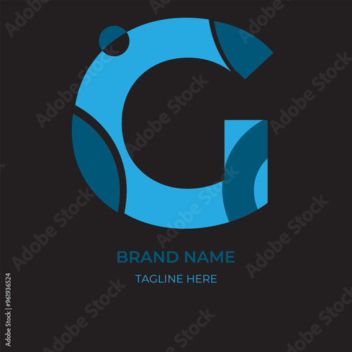 Vector blue color G letter logo design.