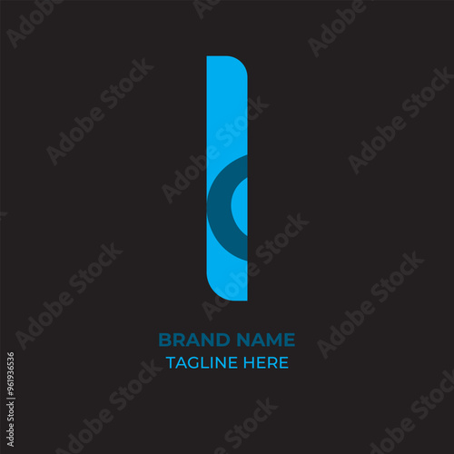 Abstract blue color I letter logo design. Vector stylish logo design.