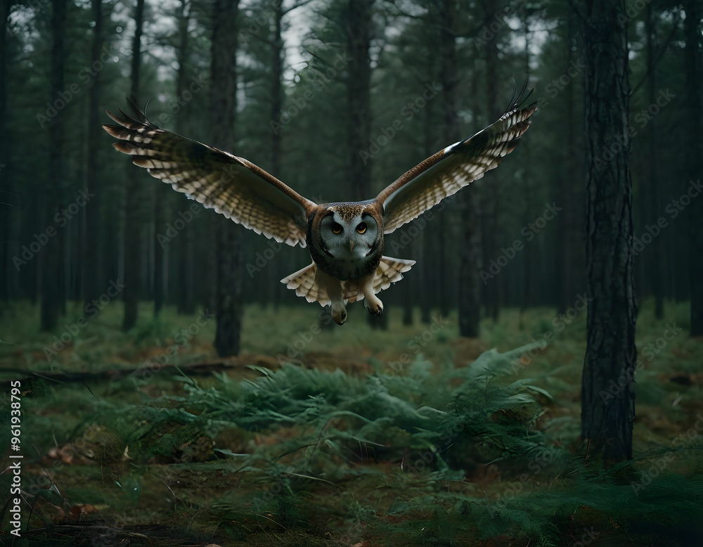 Fototapeta premium an owl that flies silently after its prey