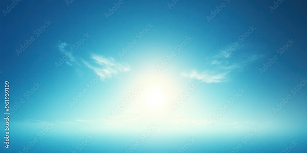 Bright White Sun Shining Through Light Blue Sky with Wispy Clouds Bright White Sun Shining Through Light Blue Sky with Wispy Clouds