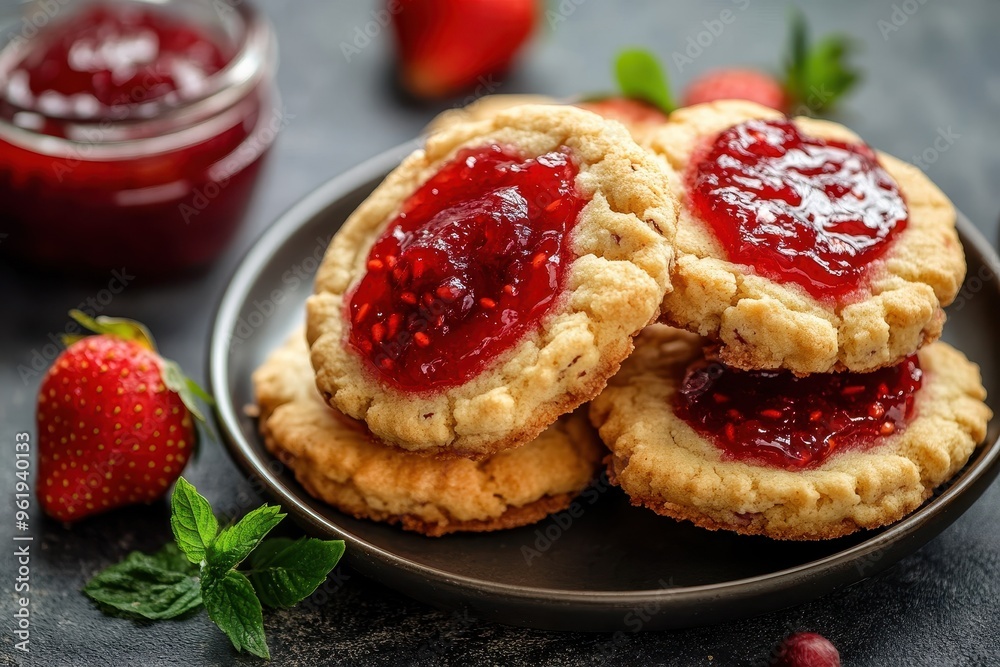 Strawberry jam filled cookies Strawberry jam filled cookies