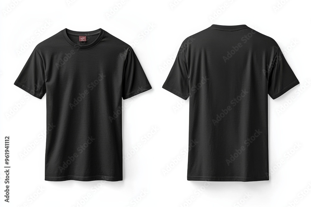 Black Tshirt Mockup Front and Back Isolated created with Generative AI Black Tshirt Mockup Front and Back Isolated created with Generative AI