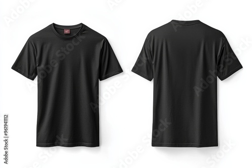 Black Tshirt Mockup Front and Back Isolated created with Generative AI