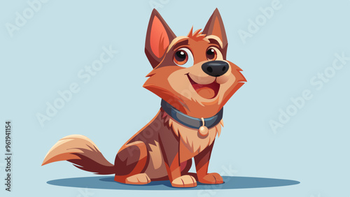 Vector drawing of a cheerful cartoon dog on a light background